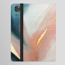 Celestial [3]: a minimal abstract mixed-media piece in Pink, Blue, and gold by Alyssa Hamilton Art iPad Folio Case