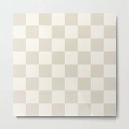 Checkerboard Check Checkered Pattern in Mushroom Beige and Cream Metal Print