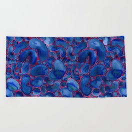 Abstract Watercolor Bubbles (Navy/Red) Beach Towel