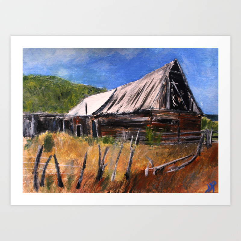 Old Barn New Mexico Desert Contemporary Acrylic Painting Art Print