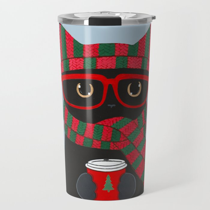 Black Cat Christmas Coffee Travel Mug