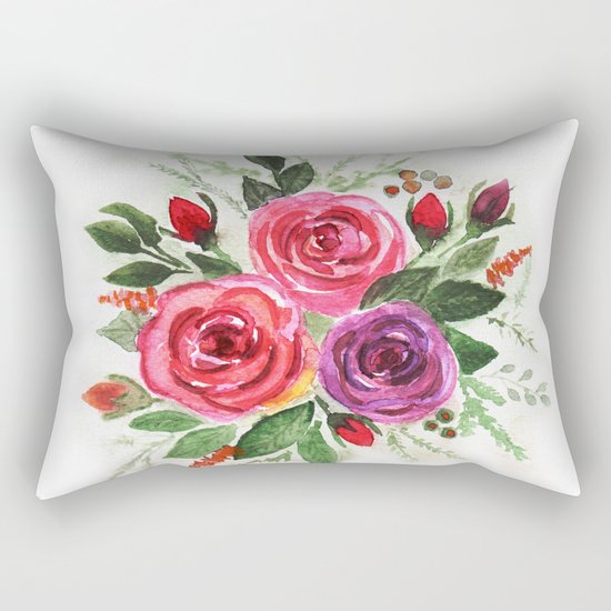 Watercolor floral pattern . Roses. Rectangular Pillow