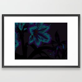 Petunia flowers deep midnight blue teal purple Framed Art Print
