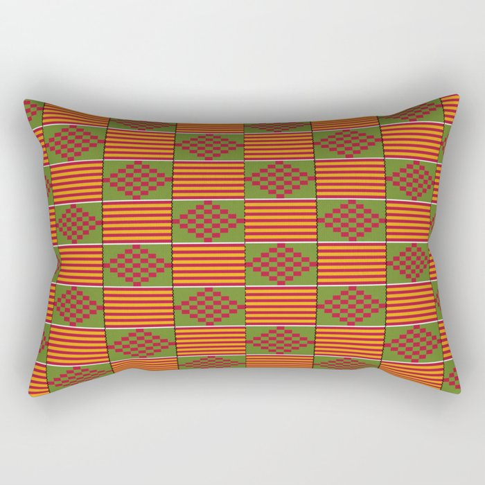 African Bright Kente Pattern Rectangular Pillow