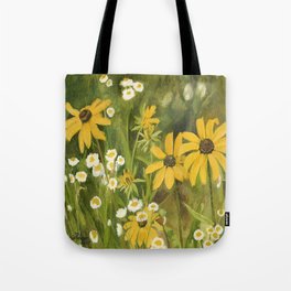 Watercolor Black Eyed Susan Wildflower Botanical Garden Flower Tote Bag