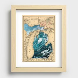 Michigan Waves Map Recessed Framed Print