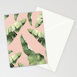 Banana Leaves 2 Green And Pink Stationery Card