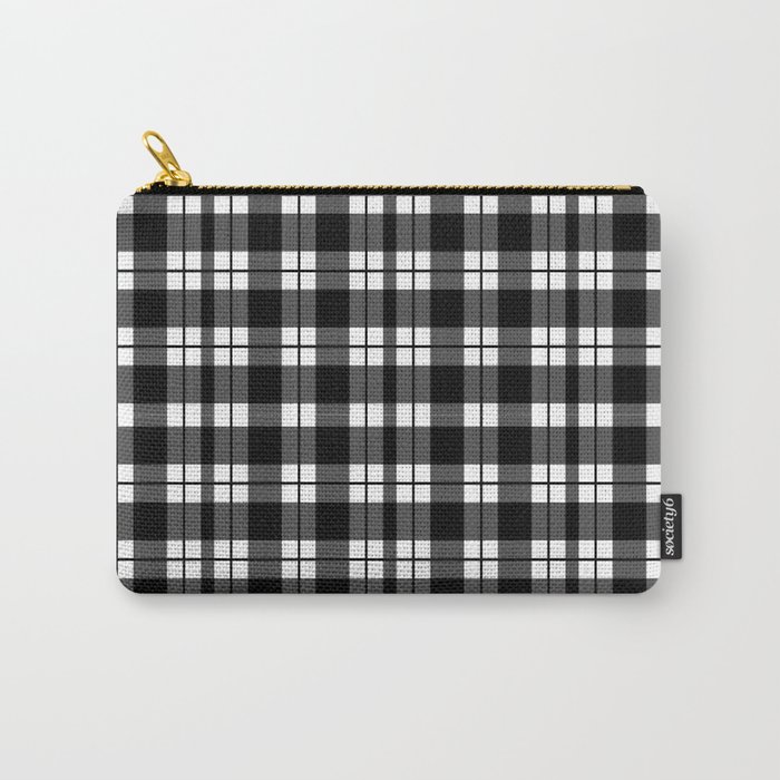 Black and White Tartan Carry-All Pouch