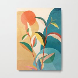 Colorful Branching Out 16 Metal Print | Color, Leaves, Minimal, Wall, Minimalist, Line, Pattern, Watercolor, Plant, Branch 