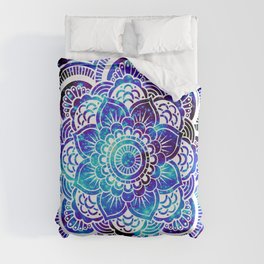 Mandala : Bright Violet & Teal Galaxy Duvet Cover