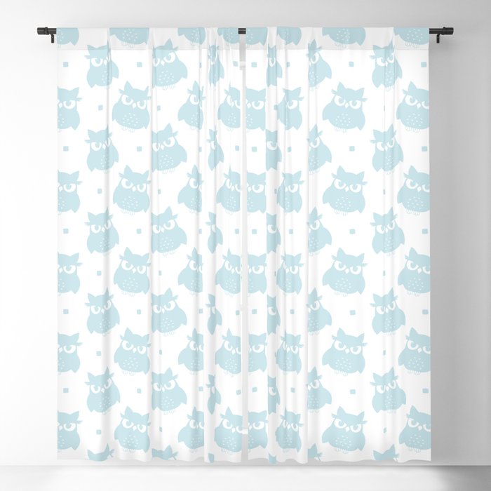 Baby Blue Cute Owl Seamless Pattern Blackout Curtain
