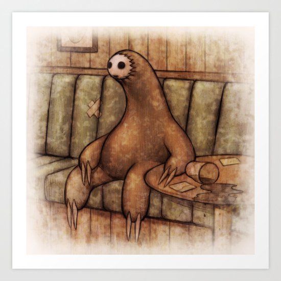 Drunk Sloth Art Print