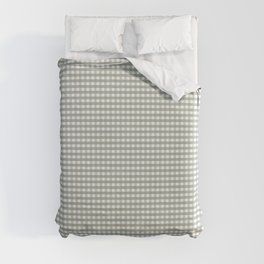 Small Desert Sage Grey Green and White Gingham Check Duvet Cover