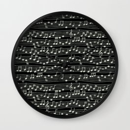 The Mary Collection - musical notes too (white on black) Wall Clock