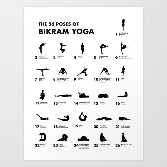 The 26 Poses Of Bikram Yoga Art Print by The Art of the Pause