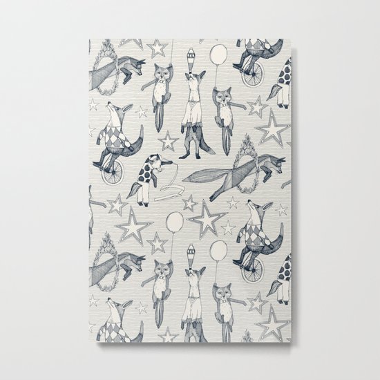 foxy circus indigo ivory Metal Print