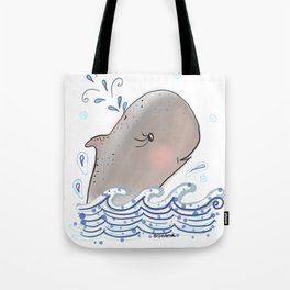 Happy Whale Tote Bag | Drawing, Digital, Whaleart, Bythesea, Oceandecor, Whaledecor, Whimsicalwhale, Oceananimals 
