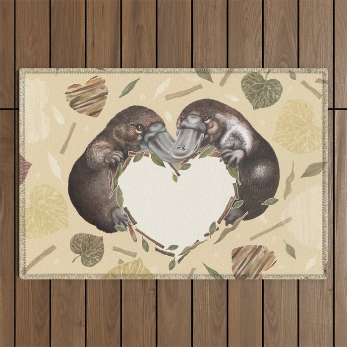 Cute platypus in natural colors Outdoor Rug