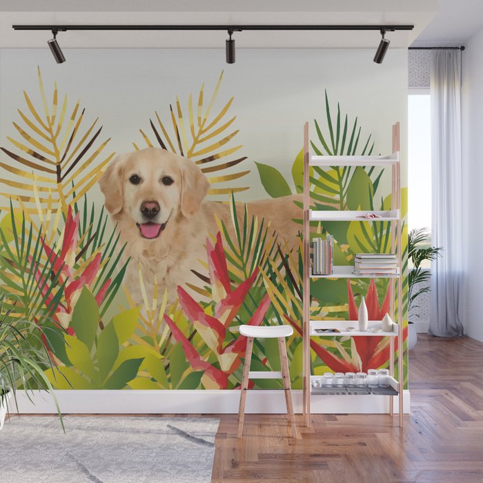 Golden Retriever Dog Garden Wall Mural By Move Art