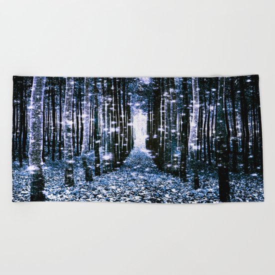 Magical Forest Dark Blue Elegance Beach Towel