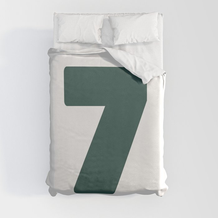 7 (Dark Green & White Number) Duvet Cover