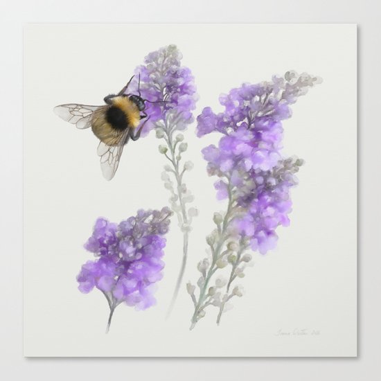 Watercolor Bumble Bee Canvas Print