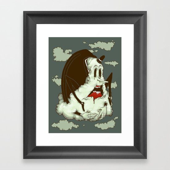 Creep Cloud Face Melt Framed Art Print