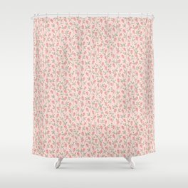 Rosebud Pattern- Pink Background Shower Curtain