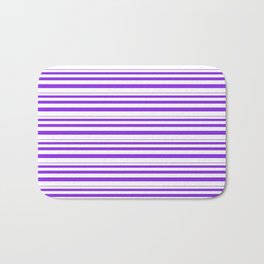 [ Thumbnail: Purple and White Colored Striped Pattern Bath Mat ]