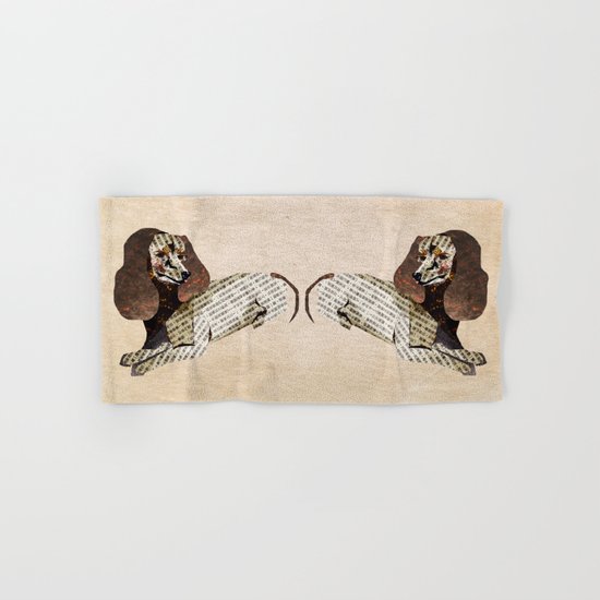 Dog Newspaper Collage Hand & Bath Towel