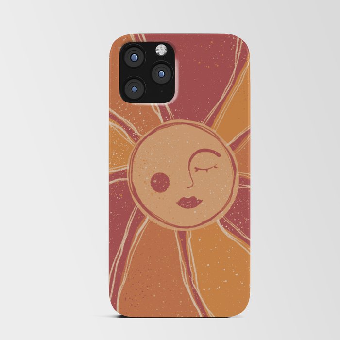 Retro Orange Mystic Sun iPhone Card Case
