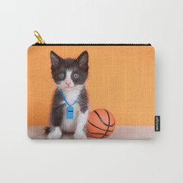 Basketball Coach Kitten Carry-All Pouch | Cat, Photo, Digital, Tuxedo, Adorable, Sports, White, Cute, Basketball, Whistle 