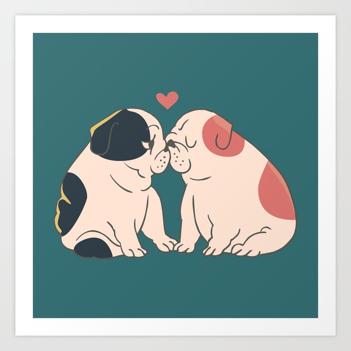 English Bulldog Kisses Art Print