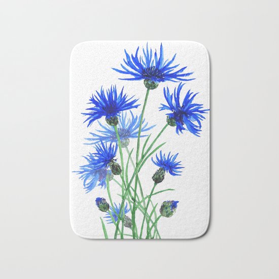 blue cornflower Bath Mat