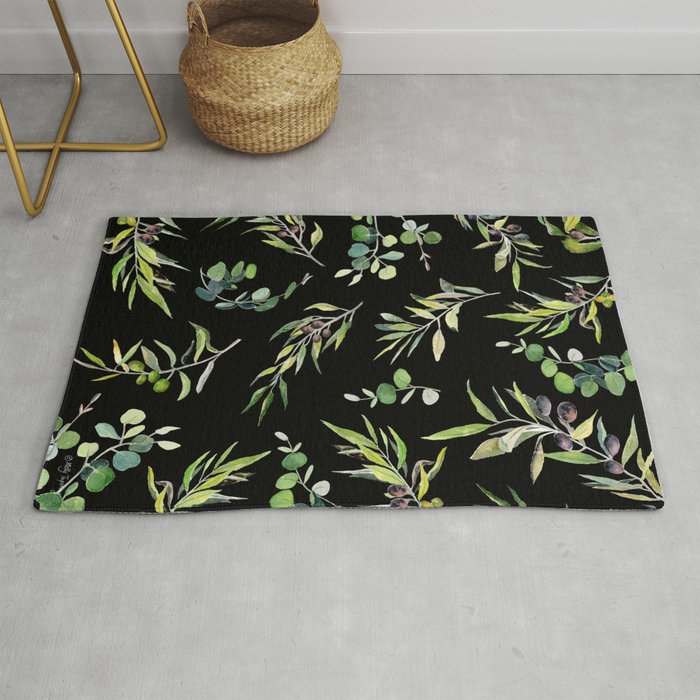 Eucalyptus and Olive Pattern  Rug