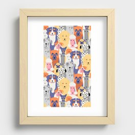 Funny dog animal pet cartoon crowd texture Recessed Framed Print