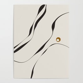Abstract Black and Beige Rivers No. 4 Poster