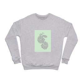 Silver Leaves in Green Crewneck Sweatshirt