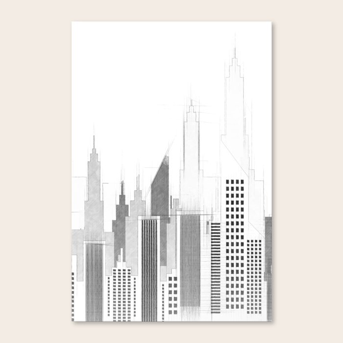 Modern City Buildings And Skyscrapers Sketch New York Skyline