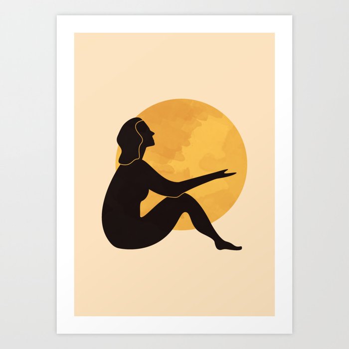 Woman and The Moon I Art Print