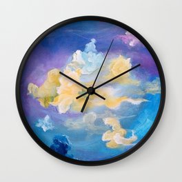 Colorful Cumulus Wall Clock | Illustration, Clouds, Acrylic, Sunset, Blues, Surrealism, Colorful, Painting, Abstractedsky, Abstract 