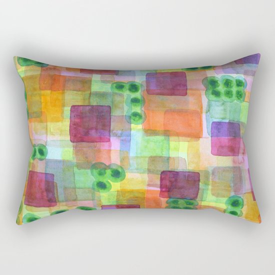 Red Bungalows and Trees Rectangular Pillow