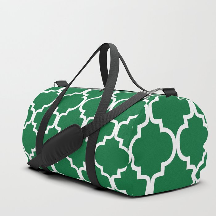 Moroccan Trellis (White & Olive Pattern) Duffle Bag