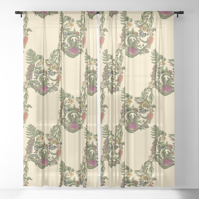Botanical French Bulldog Sheer Curtain