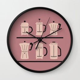 Volturno & French Press Coffee #6 dusty & vintage pink Wall Clock