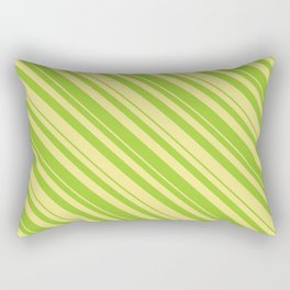 [ Thumbnail: Green and Tan Colored Lined/Striped Pattern Rectangular Pillow ]