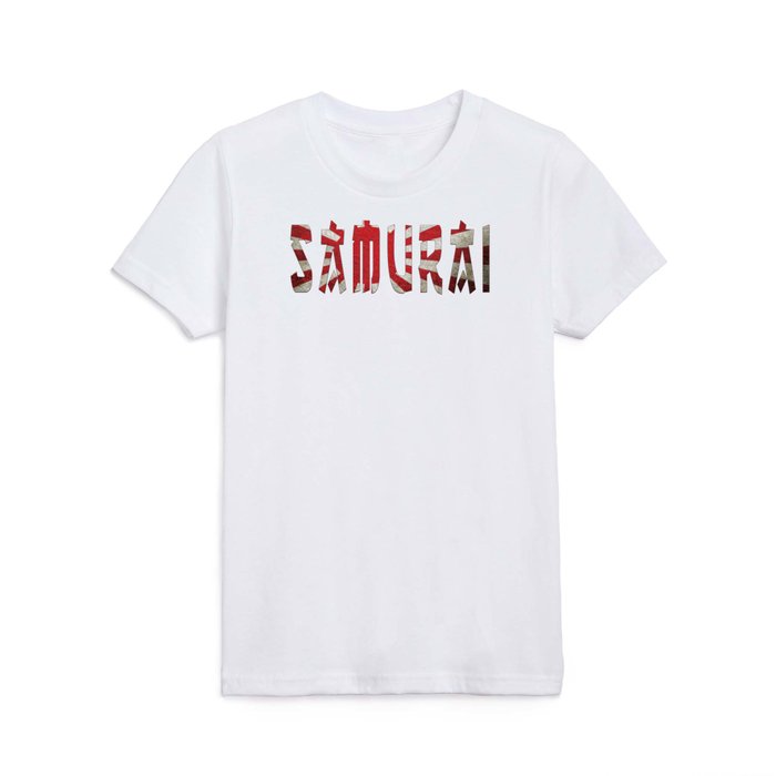 Samurai, Japanese Samurai, Japan, Flag, Red, White Kids T Shirt