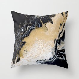 Black Gold: Acrylic Pour Painting Throw Pillow