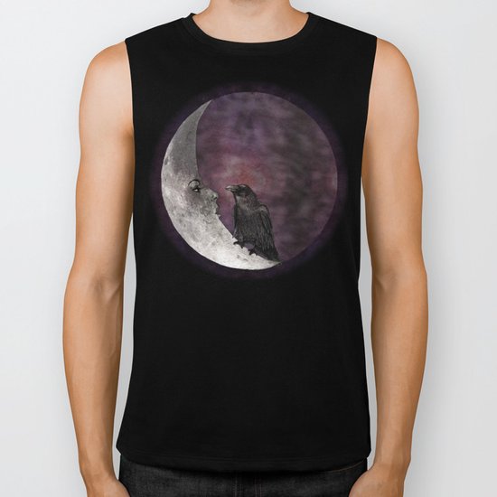 The crow and its moon. Biker Tank