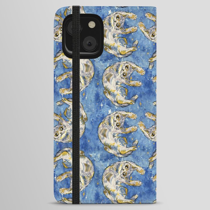 space galaxy blue cat iPhone Wallet Case